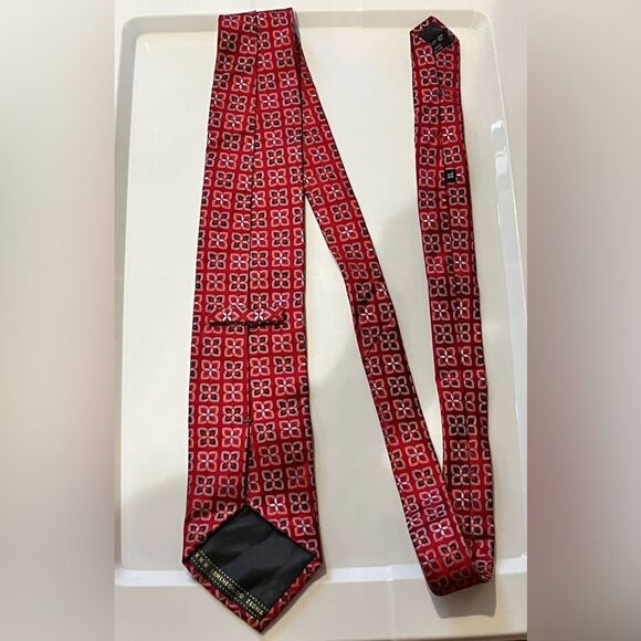 Ermenegildo Zegna tie 100% Silk Red Black Light Blue Size XL Made in Italy - Picture 6 of 7